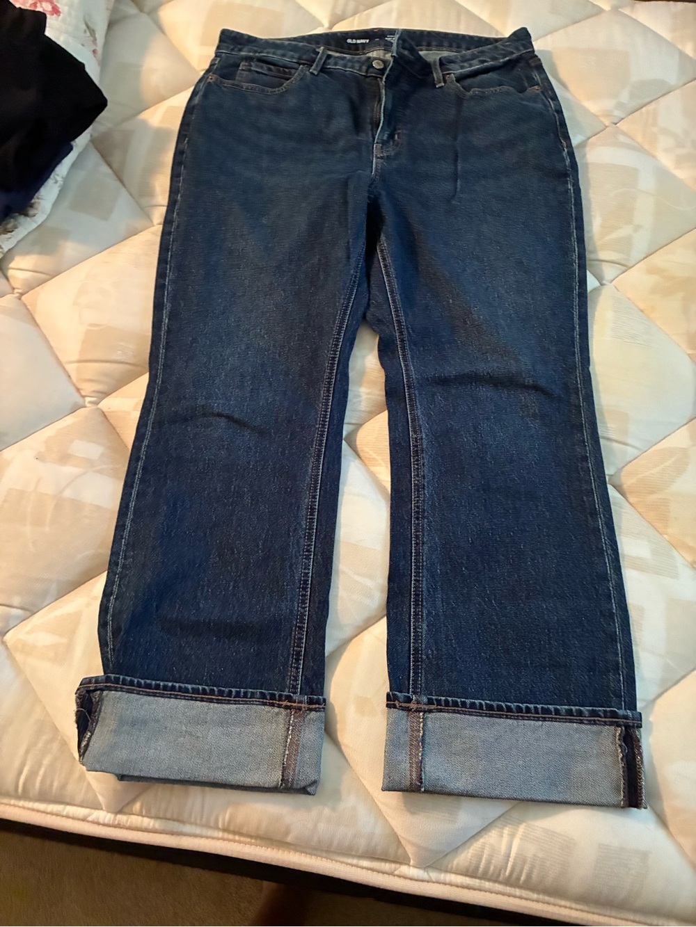 Old Navy Dark Blue Boyfriend Jeans with Cuffed Hems